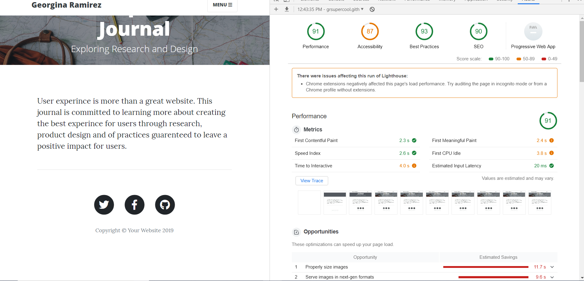 Image for Lighthouse Accessibility results for About Page 